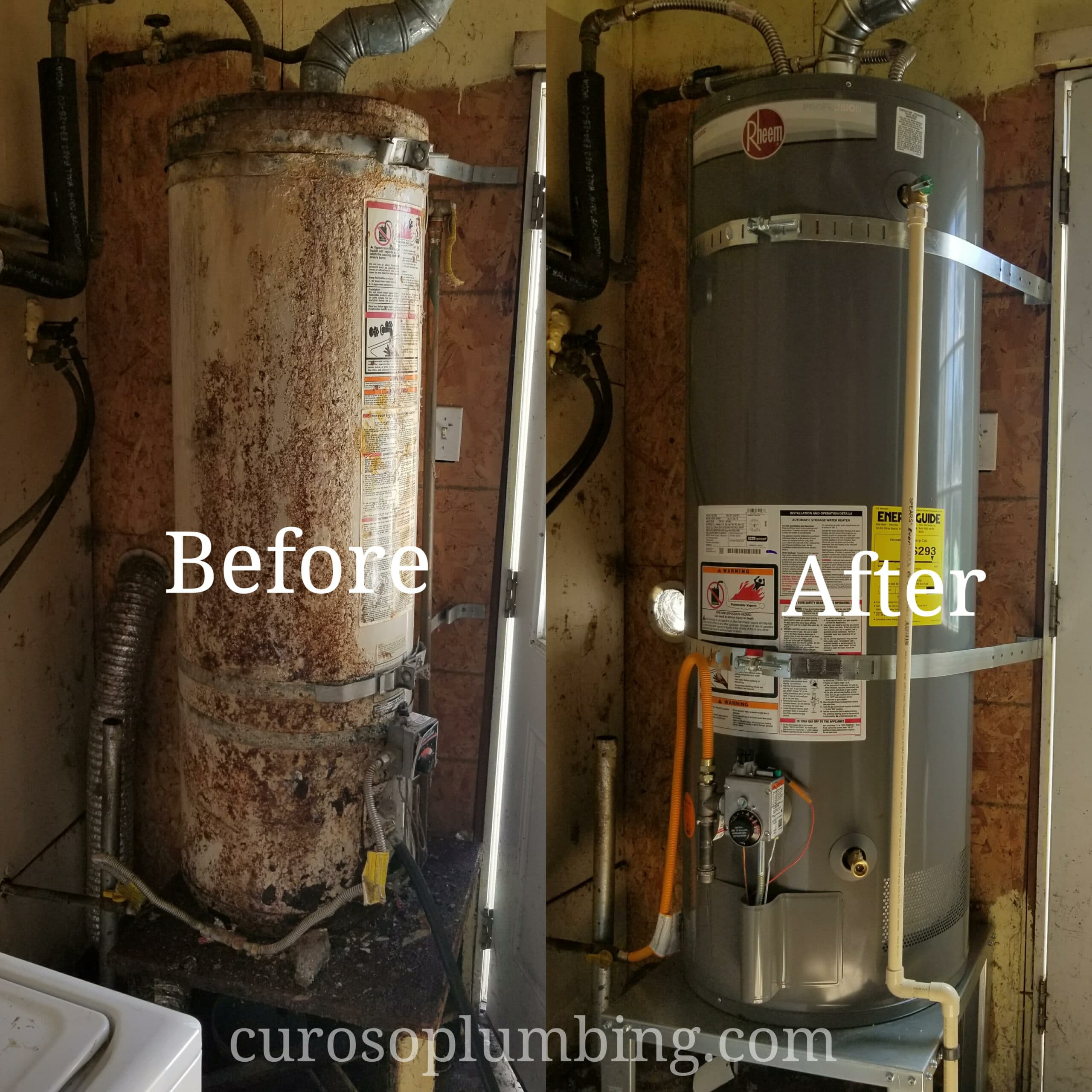 tankless water heater - before & after